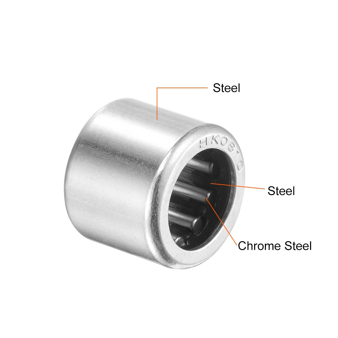 HK0810 Needle Roller Bearings 8mm x 12mm x 10mm Chrome Steel Open End 10pcs
