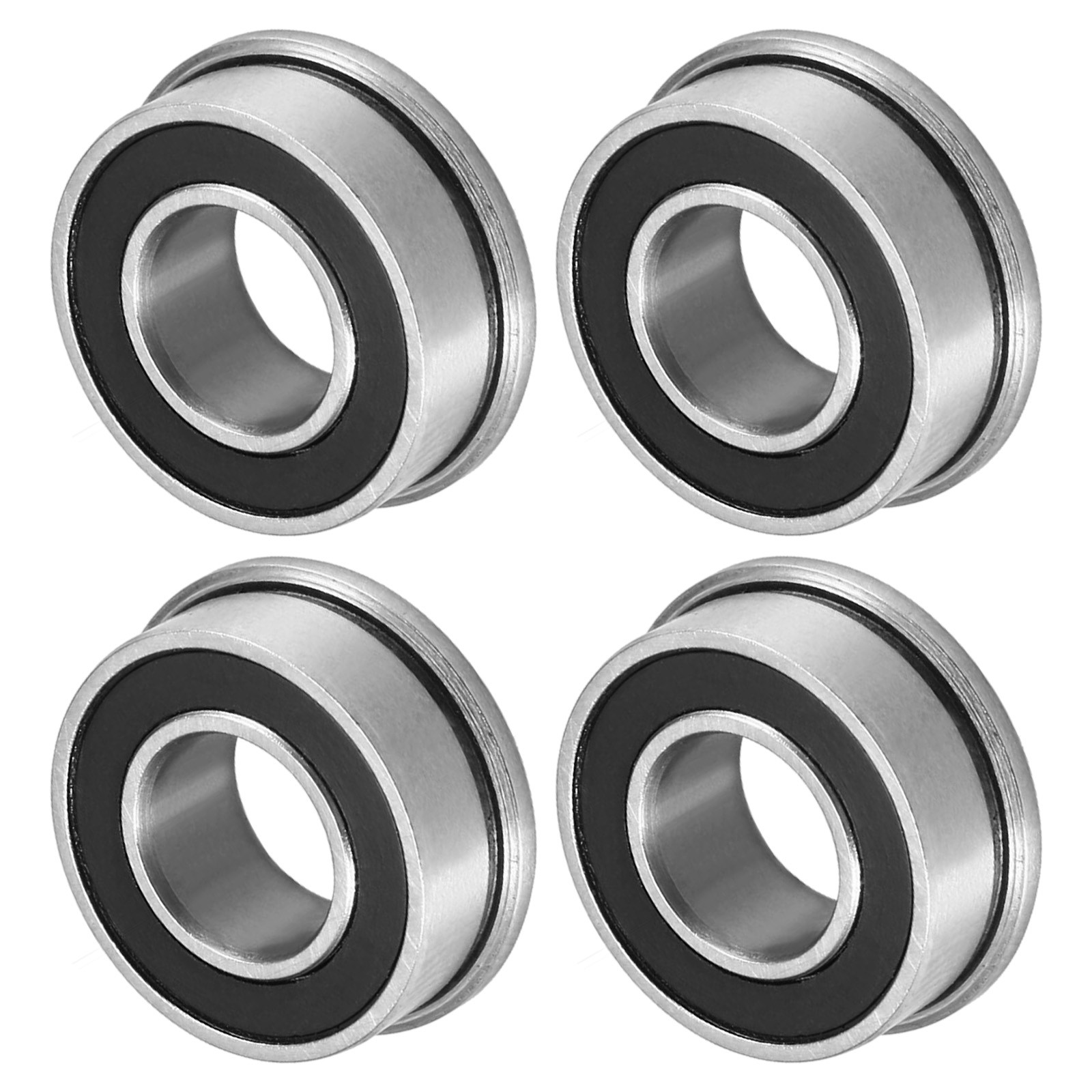 4-Pack FR188-2RS Flanged Ball Bearing, 1/4″ x 1/2″ x 1/5″ Rubber Sealed