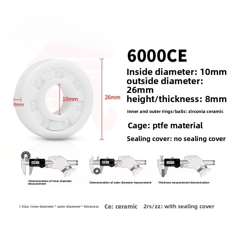 ZrO2 Zirconia Ceramic Dioxide Ball Bearings 6000~6007 2RS Double-sided Sealed