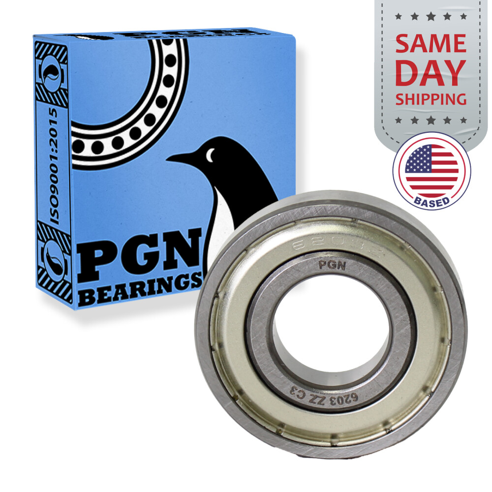 (100) 6203-ZZ Premium Metal Shield Ball Bearing C3 EMQ, 17x40x12, 6203 ZZ 6203z