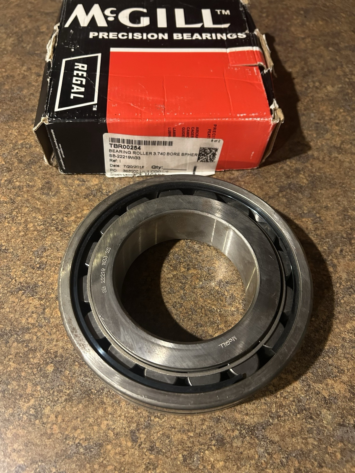 McGill Bering Roller Breather Spherical Roller Bearing Part #SB-22219W33
