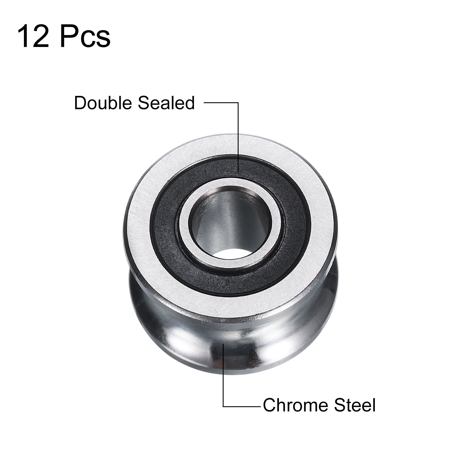 12pcs SG22 U Groove Track Guide Bearing 8×22.5×14.5mm U Groove Roller Wheel