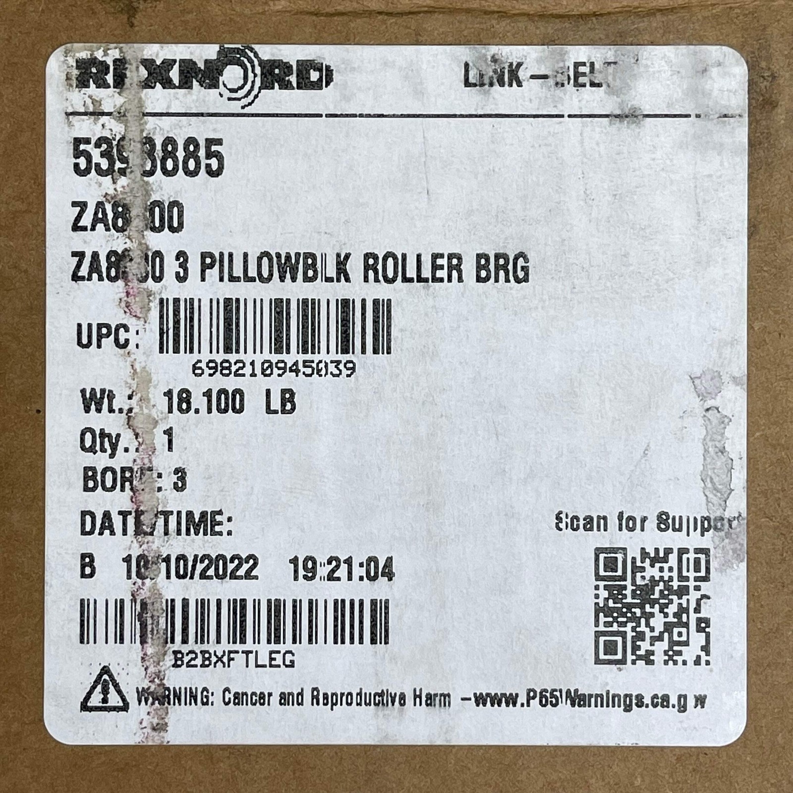 REXNORD Pillow Block Roller Bearing 3″ Bore Diameter Cast Iron ZA8300
