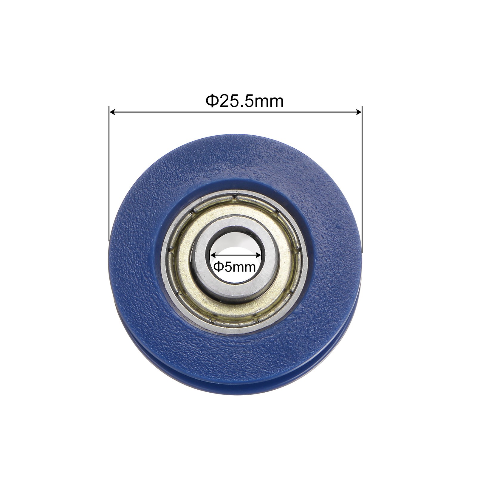 12pcs U Type Groove Pulley Nylon Guide Rolling Bearing 5×25.5×8.5mm Blue