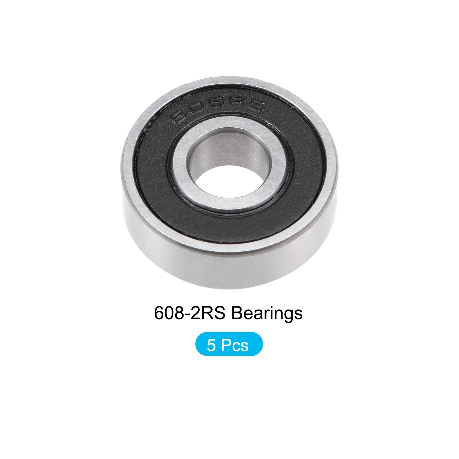 Deep Groove Ball Bearings 608-2RS 8mmx22mmx7mm 5Pcs Chromium Steel Double Sealed