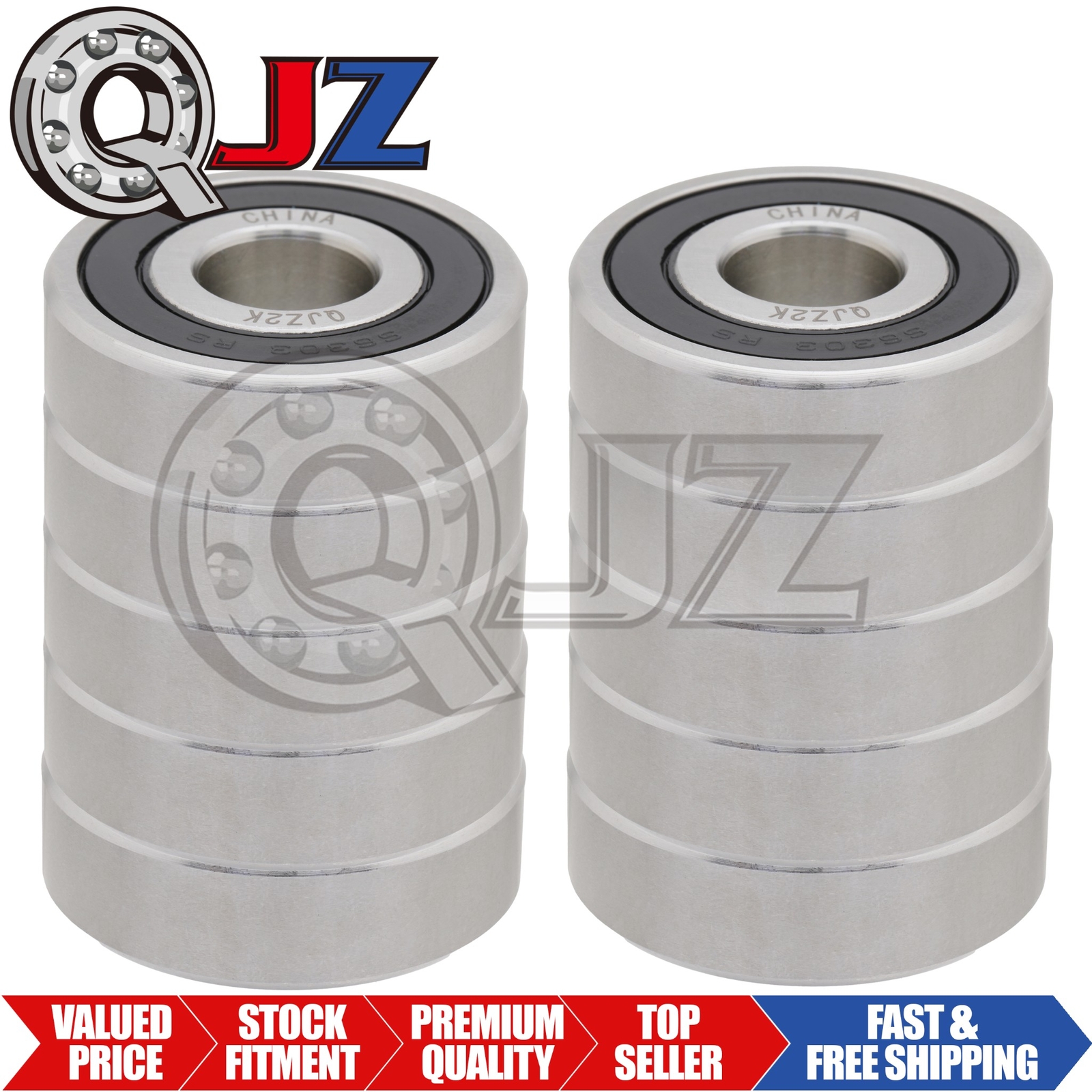 [Qty.10] S6303-2RS Stainless Radial Ball Bearing [17mm ID x 47mm OD x 14mm W]