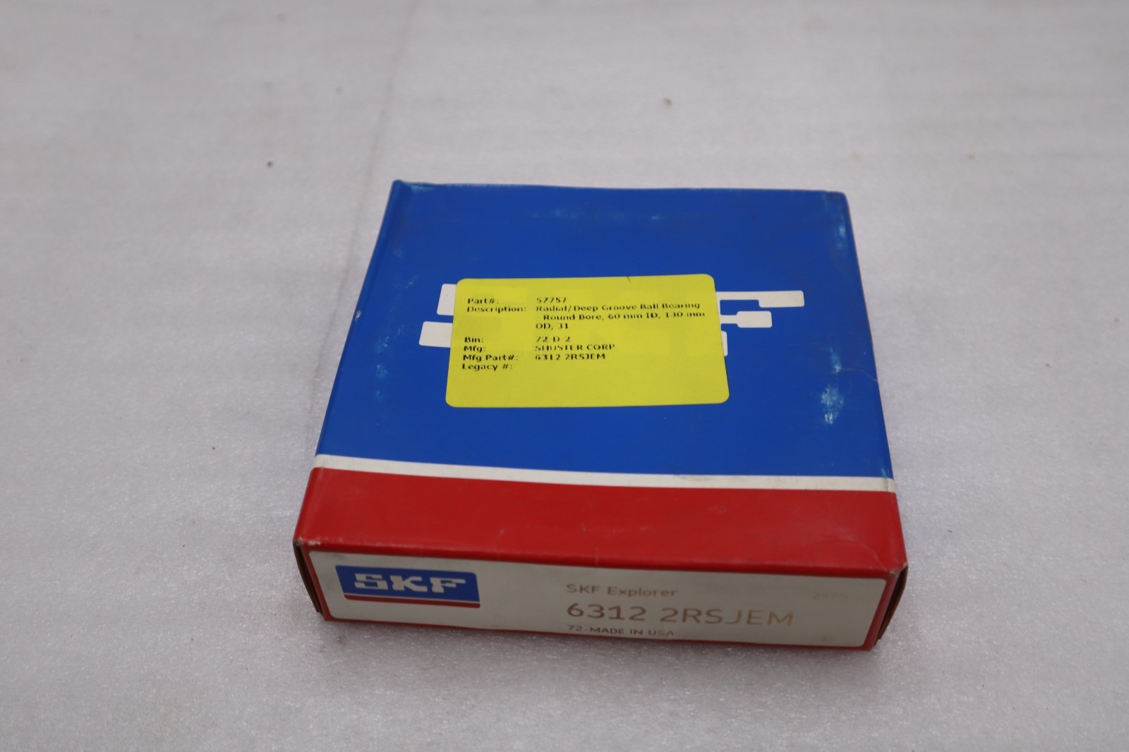 SKF Explorer 6312 2RSJEM Bearing – NEW IN BOX – STOCK 5599CC