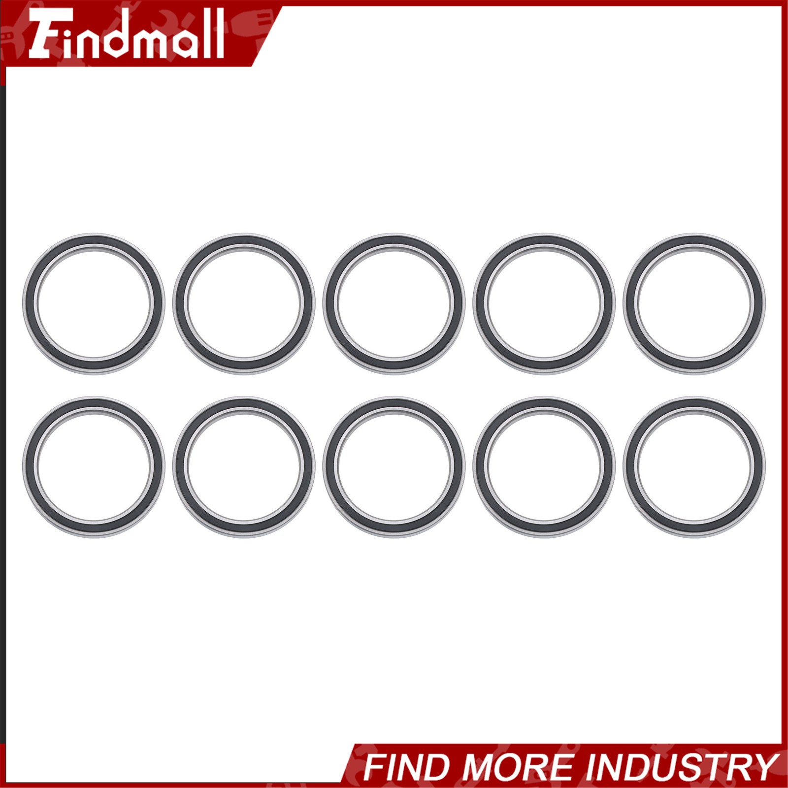 Findmall 10pcs 6810-2RS Ball Bearings 50x65x7mm Double Sealed Pre-Lubricated