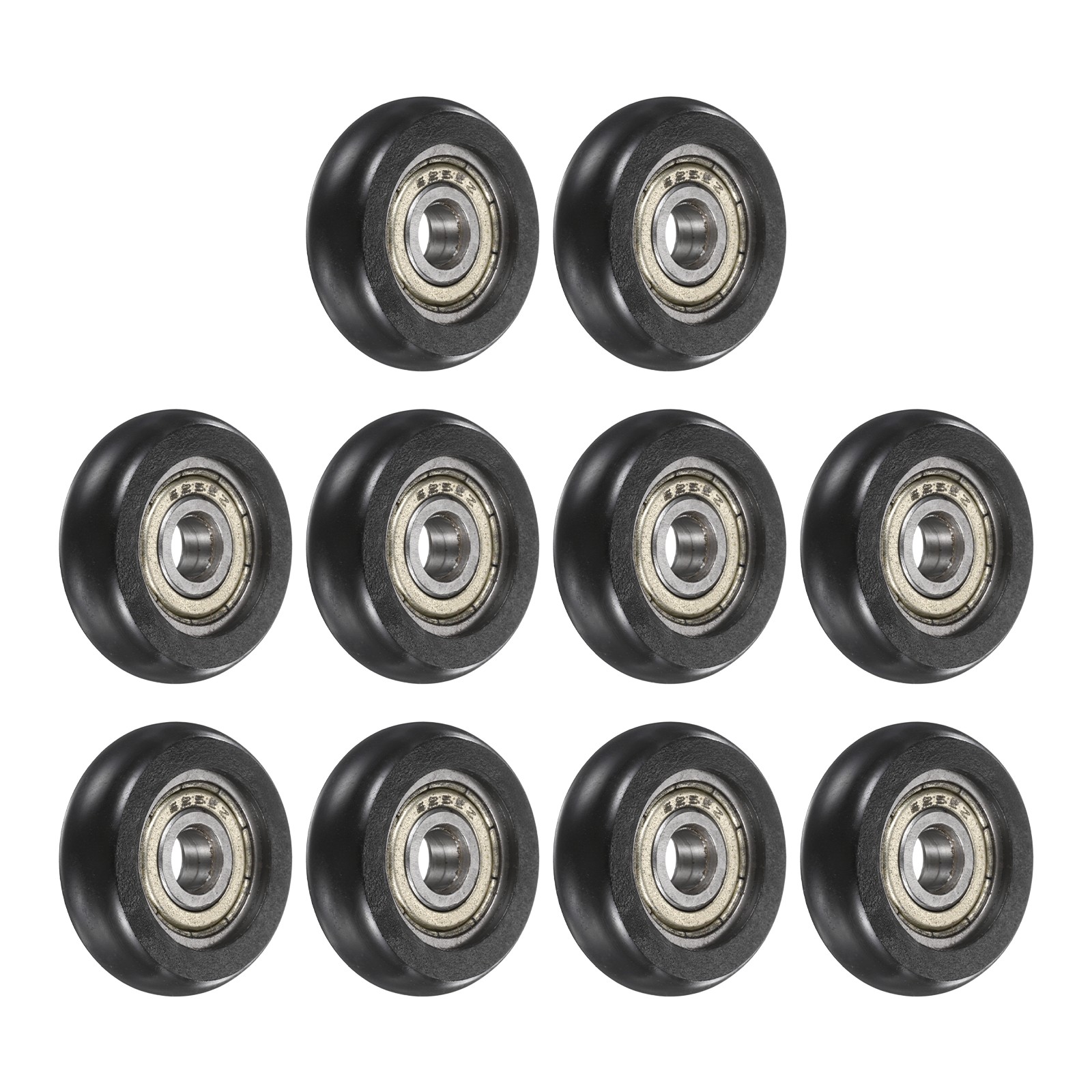 10Pcs 5x23x7mm Metal Shielded (GCr15) Chrome Steel Bearing+POM Guide, Black