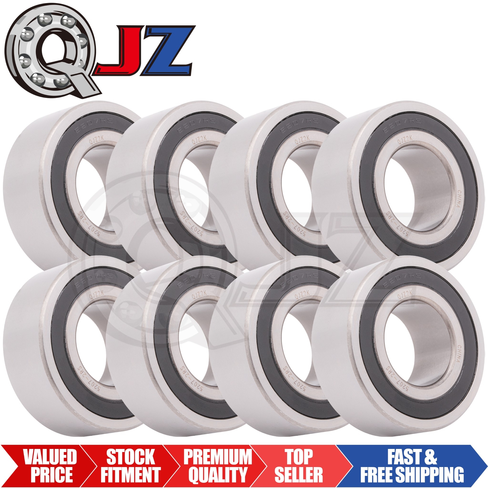 [Qty.8] 5207-2RS New Angular Contact Ball Bearing [35mm Bore x 72mm OD x 27mm W]