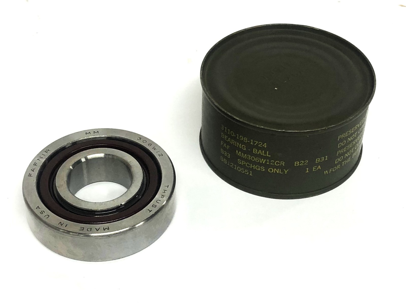 Fafnir Radial Ball Bearing 306W12 (MM306W12CR) NOS