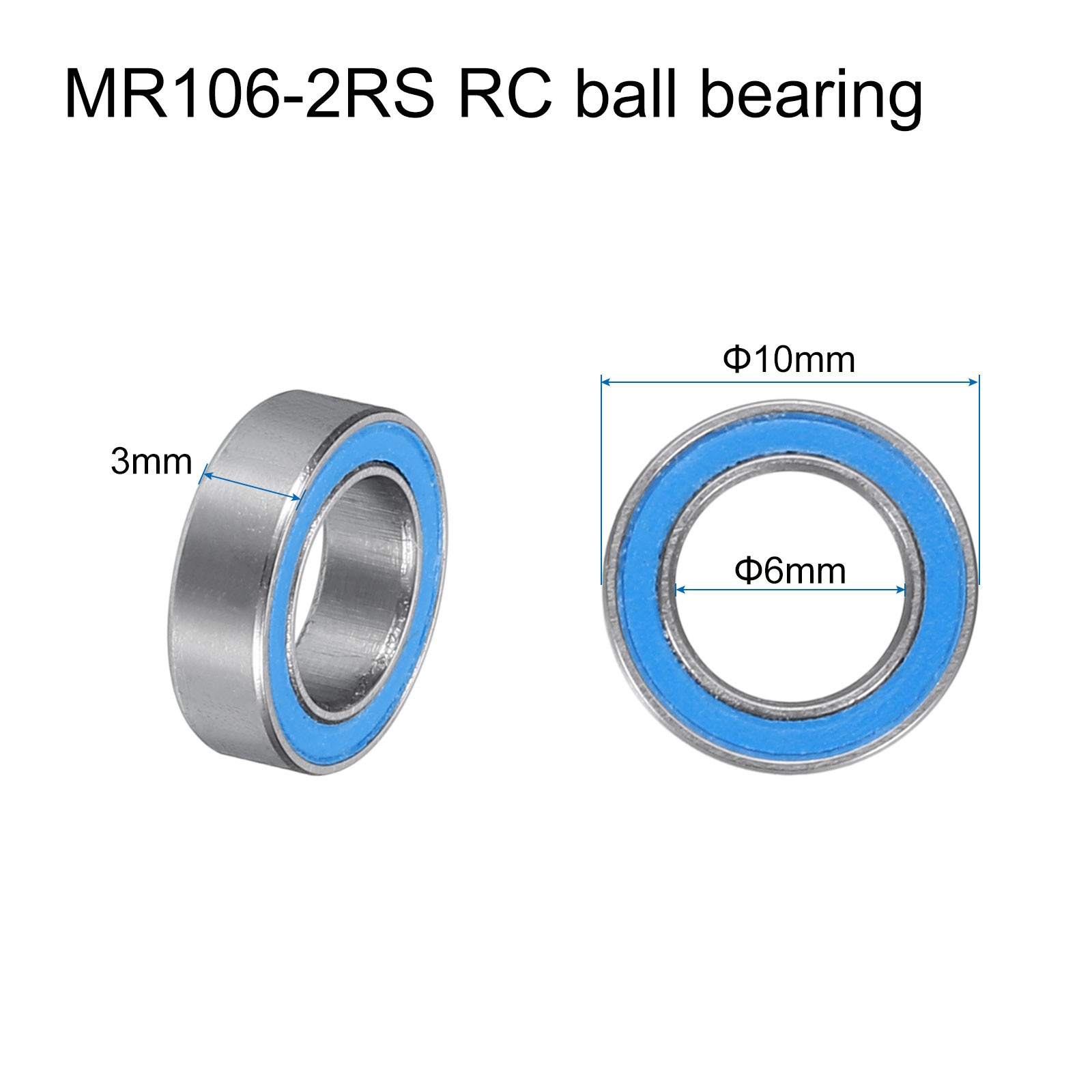 20pcs MR106-2RS Miniature Ball Bearings 6x10x3mm Double Sealed Bearings Blue