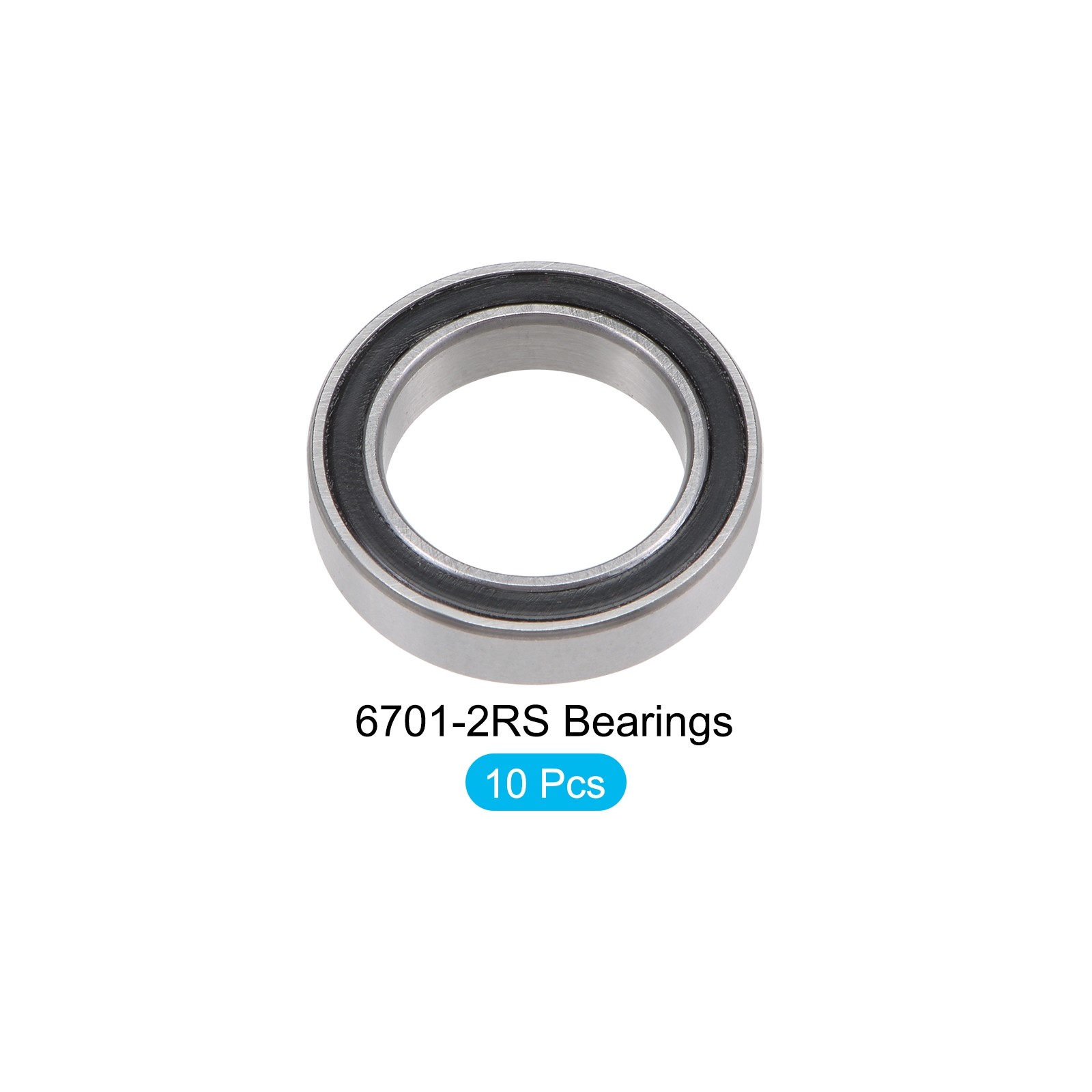 Bearings (6701-2RS, 12mmx18mmx4mm) 10Pcs, Chromium Steel Double Sealed