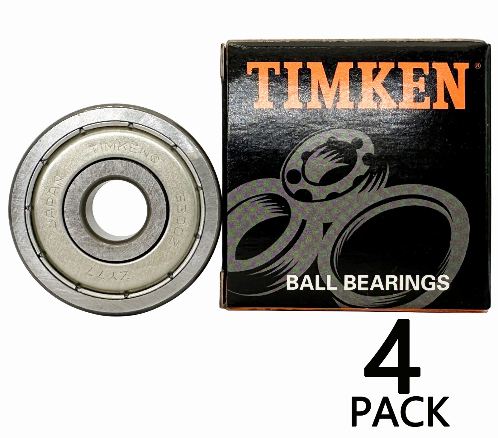 (Qty.4) TIMKEN 6300-ZZ made in Japan 10X35X11MM Double Metal Seal Ball Bearings