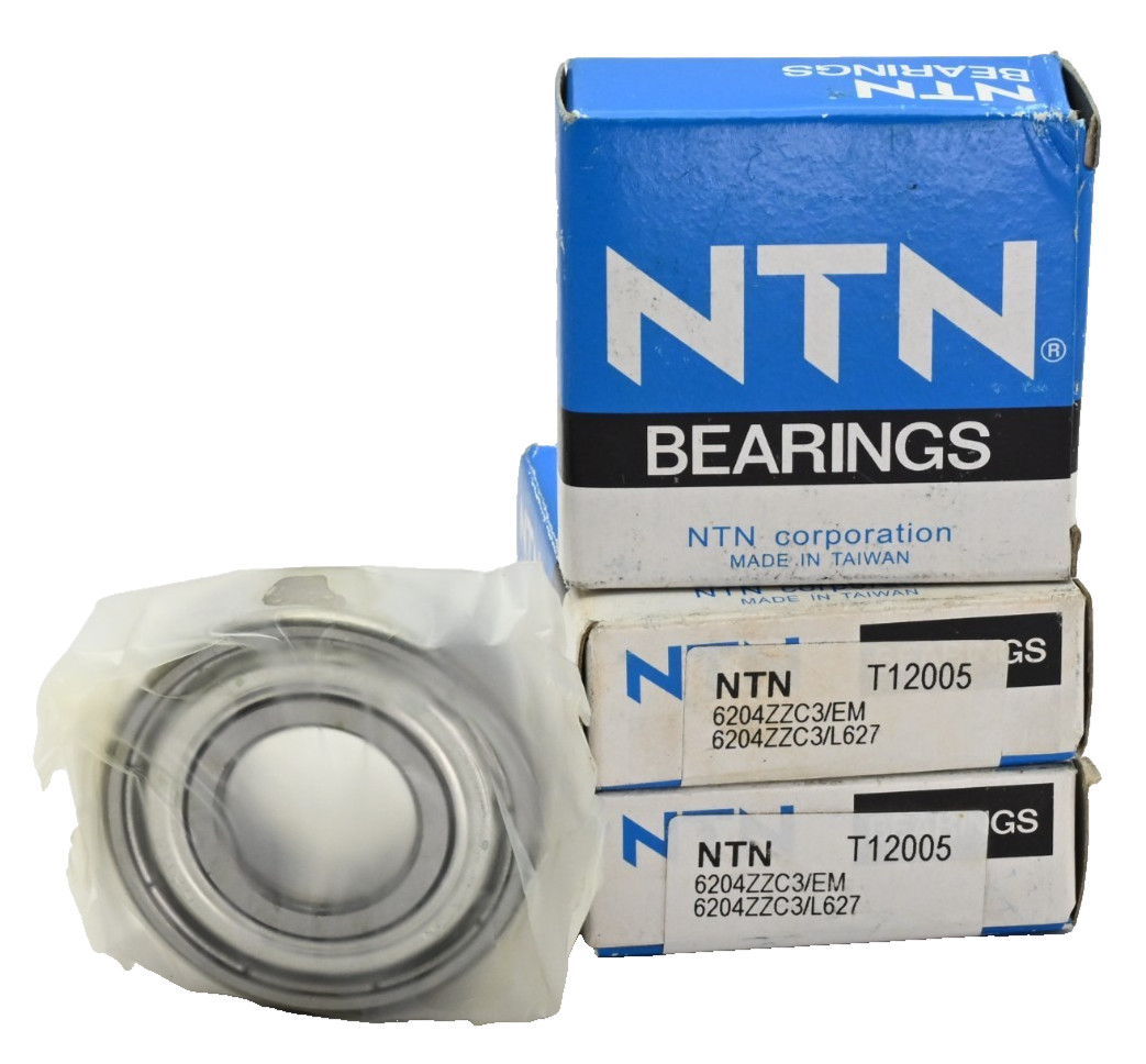 Lot of 3x NTN 6204ZZC3/EM Radial/Deep Groove Ball Bearing – 20 x 47 x 14 mm