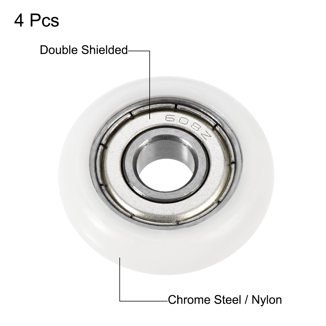 4pcs Ball Bearing Guide Pulley Roller Round Wheel Double Metal Shielded