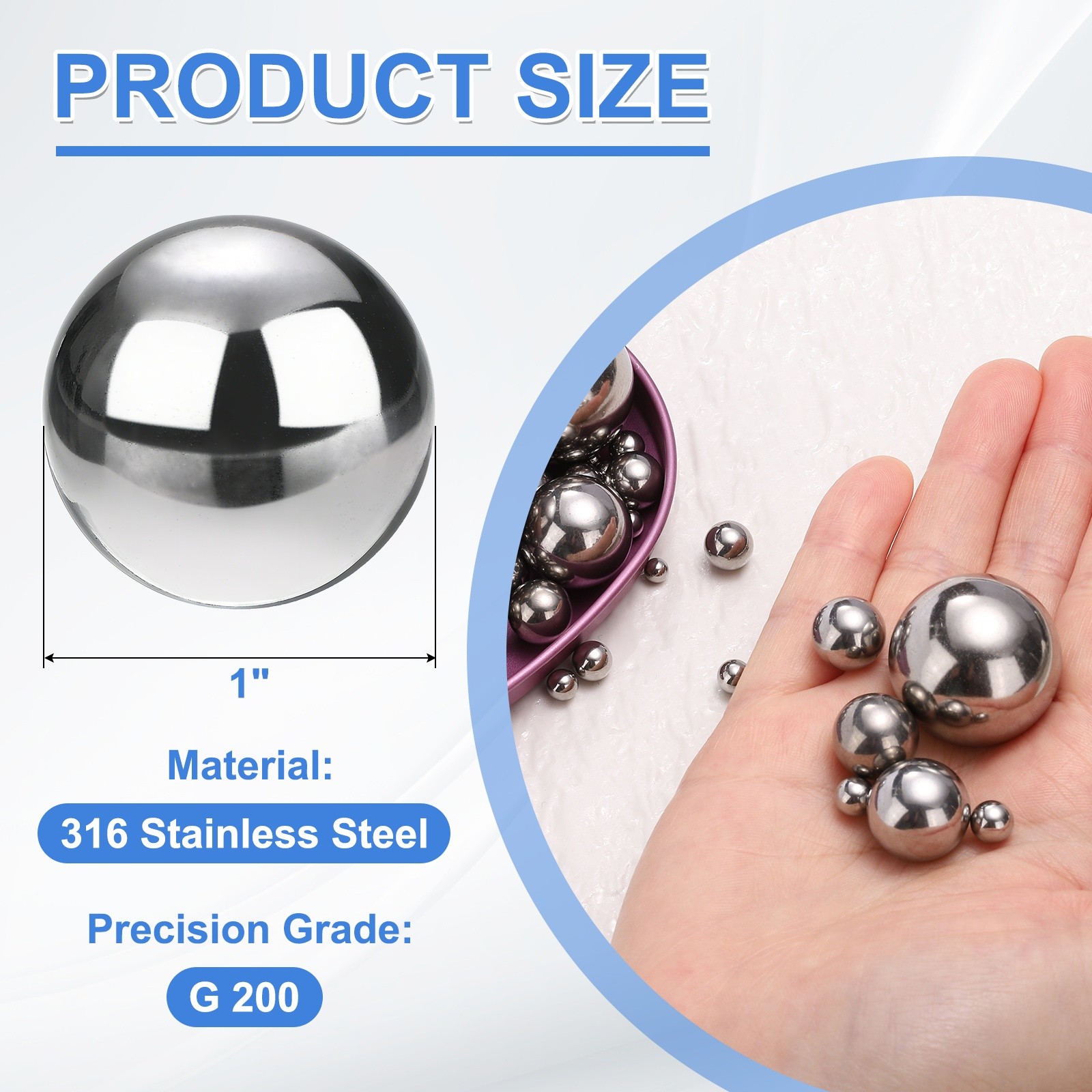 6Pcs Precision Balls 1″ Diameter G200 Stainless Steel 304 for Bearings
