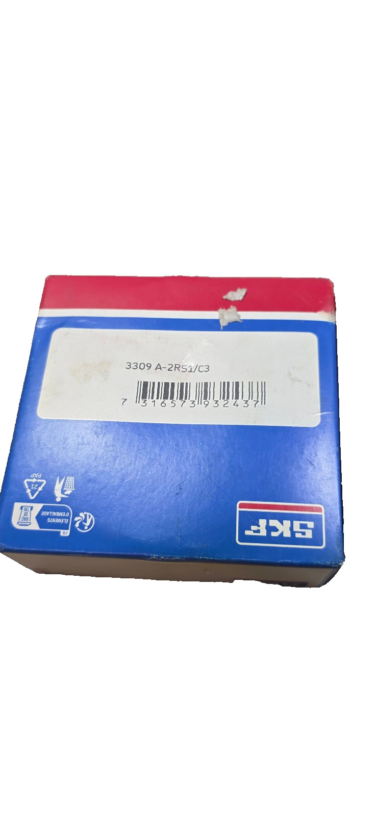 SKF 3309A-2RS1/C3 Angular Contact Ball Bearing, Double Row 45mm Bore