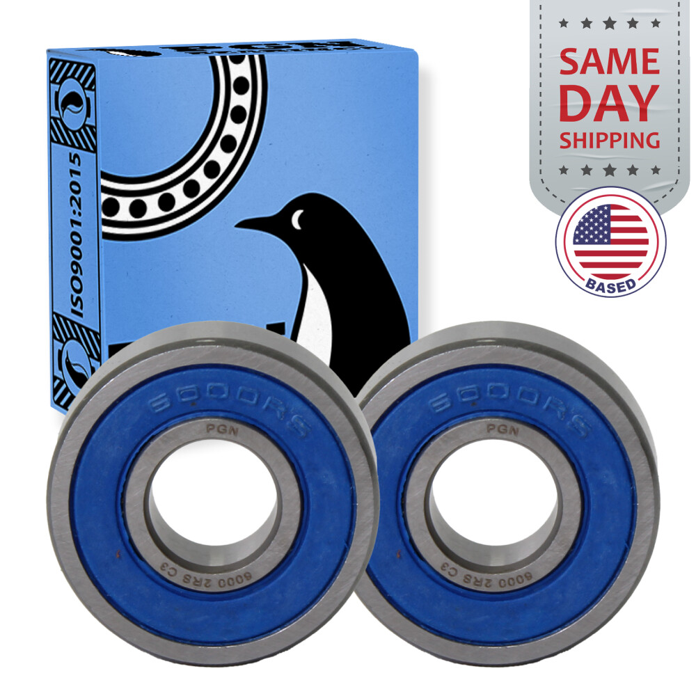 (2) 6000-2RS Premium Rubber Seal Ball Bearing C3 EMQ, 10x26x8, 6000 2RS 6000rs
