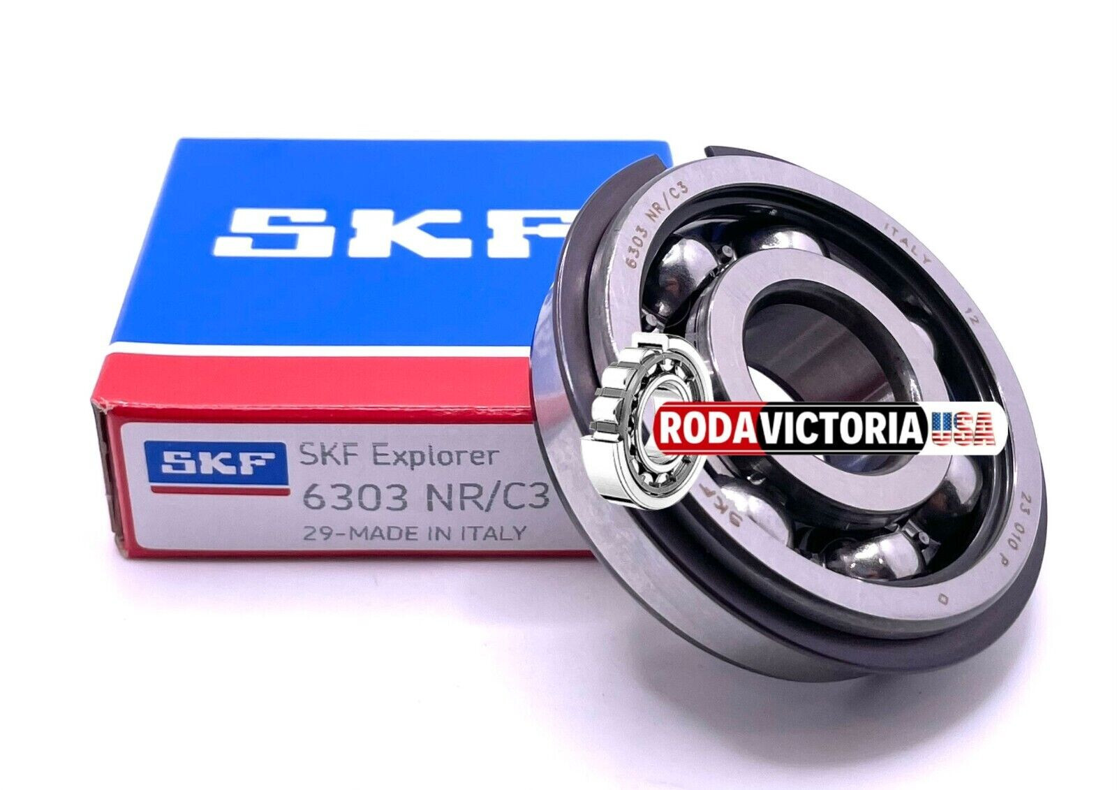 SKF 6303 NR C3 C3 DEEP GROOVE BALL BEARING + SNAP RING 17x47x14 mm