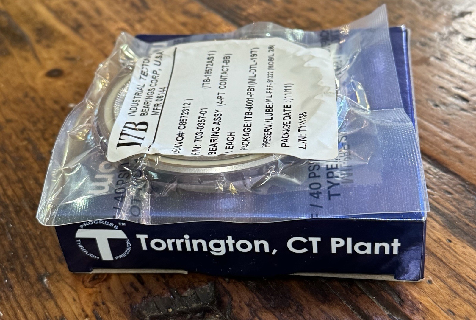 RBC Aerospace Bearings ITB18572AS1 Precision 4-Point Contact Bearing Assy Sealed