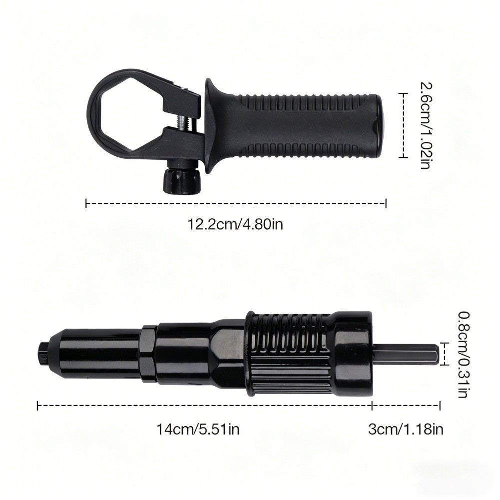 Rivet Tool Conversion Kit for Electric Drills Aluminum Alloy 14x3x0.8cm