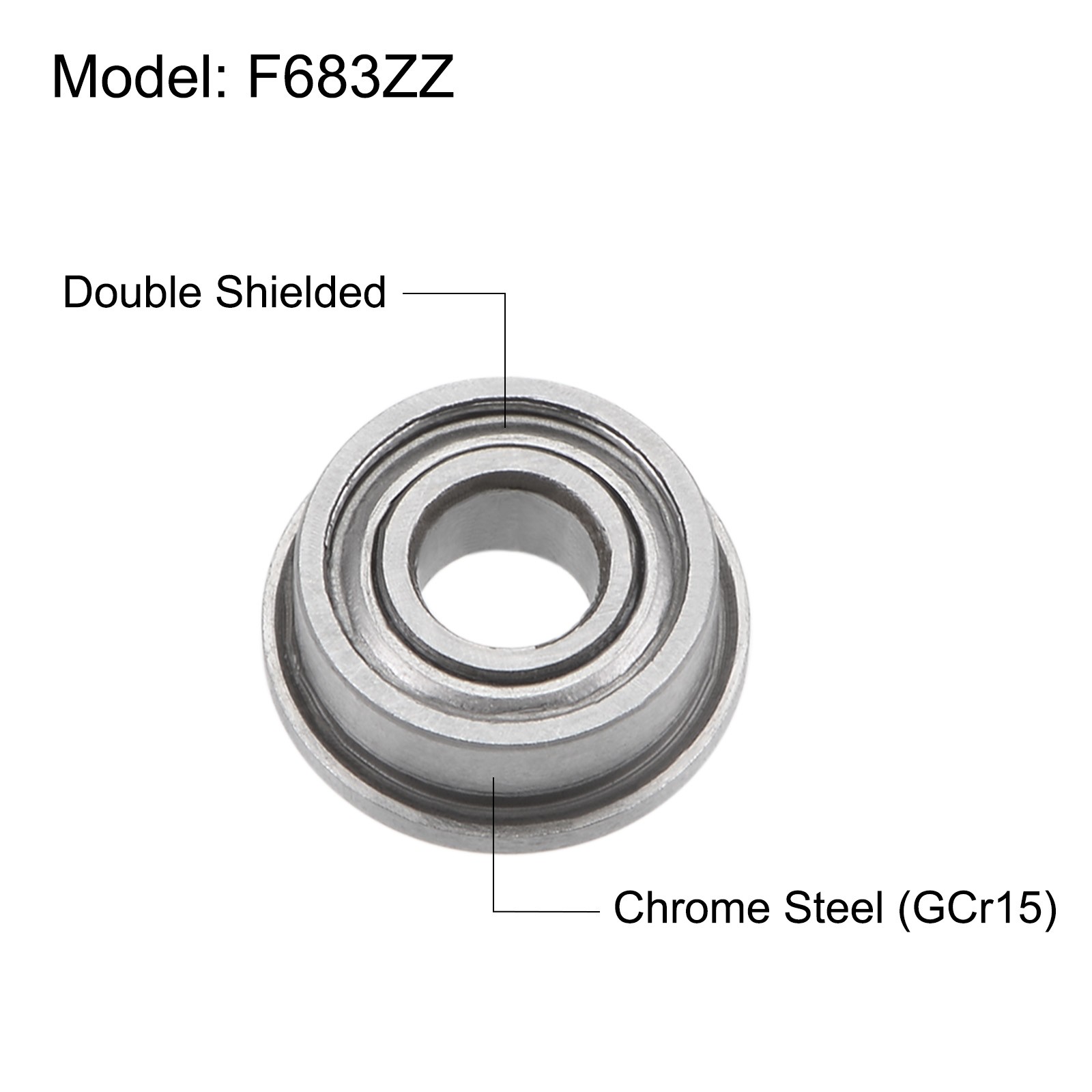 20pcs F683ZZ Flanged Ball Bearing Double Shielded Chrome Steel Flange Bearings