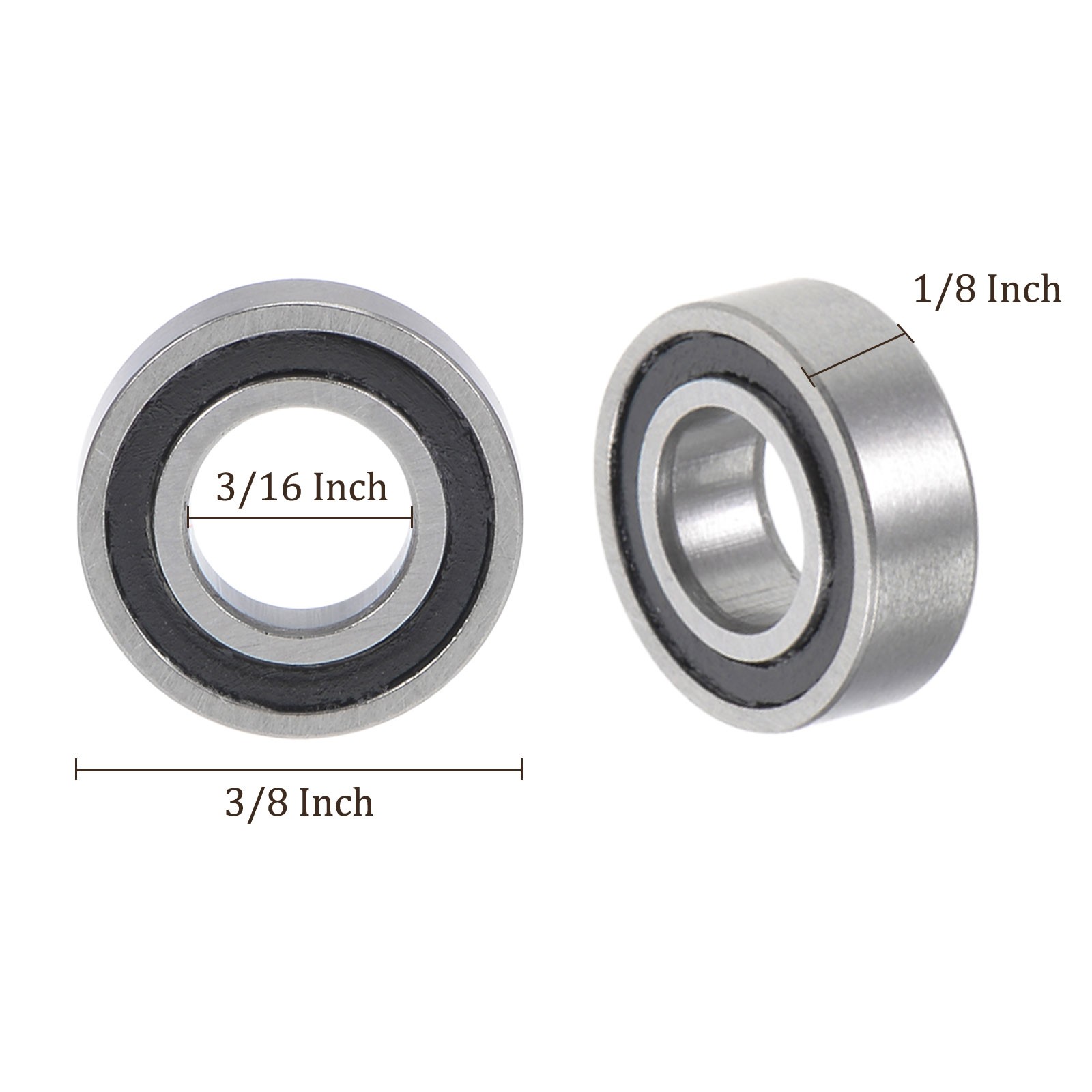 10pcs Ball Bearings 3/16 Inch x 3/8 Inch x 1/8 Inch Chrome Steel ABEC3