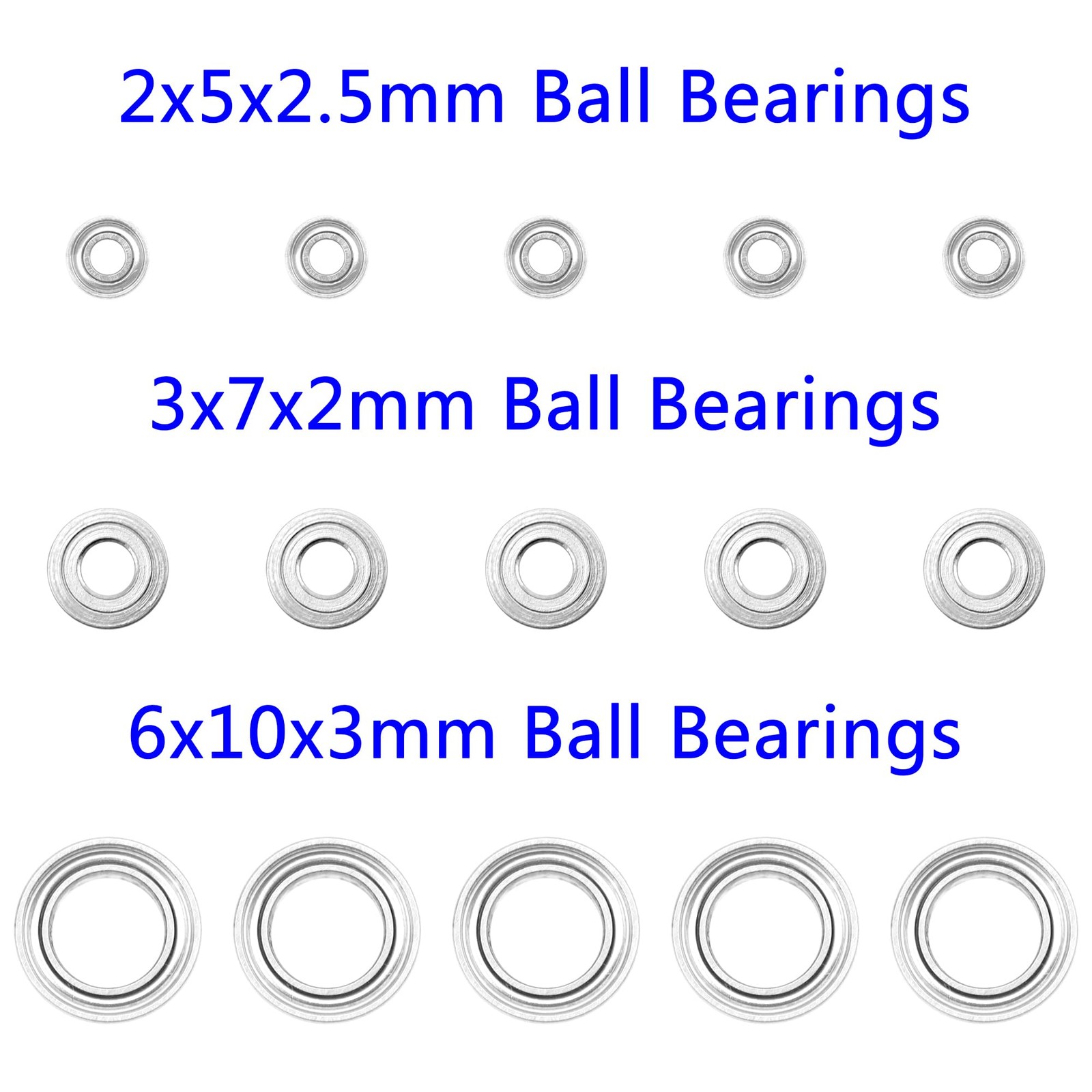 15PCS ShareGoo Ball Bearing Set 3x7x2mm 2x5x2.5mm 6x10x3mm Wltoys Upgrade