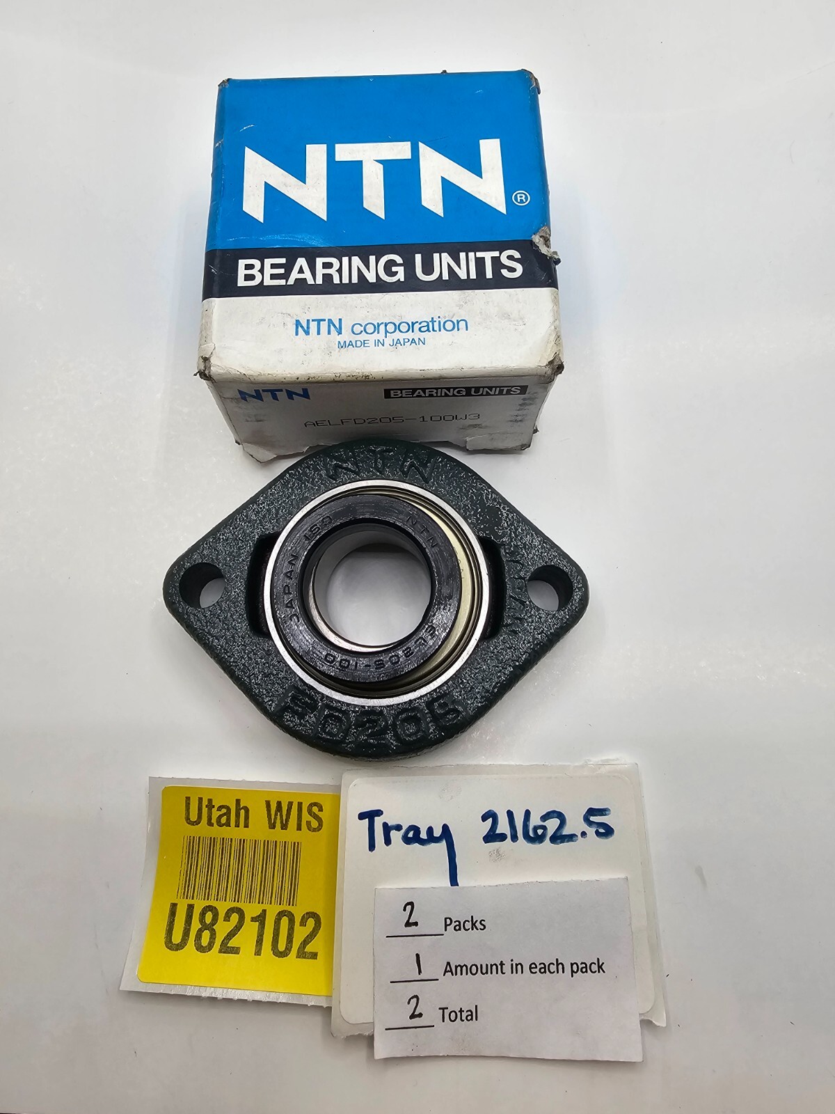 (QTY 2) NTN Flanged Housing & Bearing Unit AELFD205-100W3