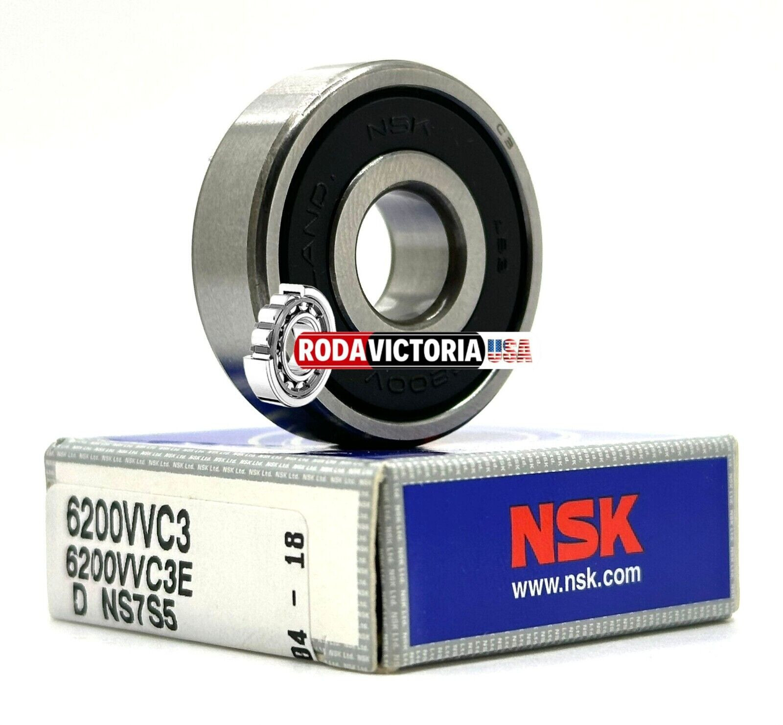 NSK 6200 VV C3 DEEP GROOVE BALL BEARING, RUBBER SEALED 10x30x9mm 6200DDU NSK