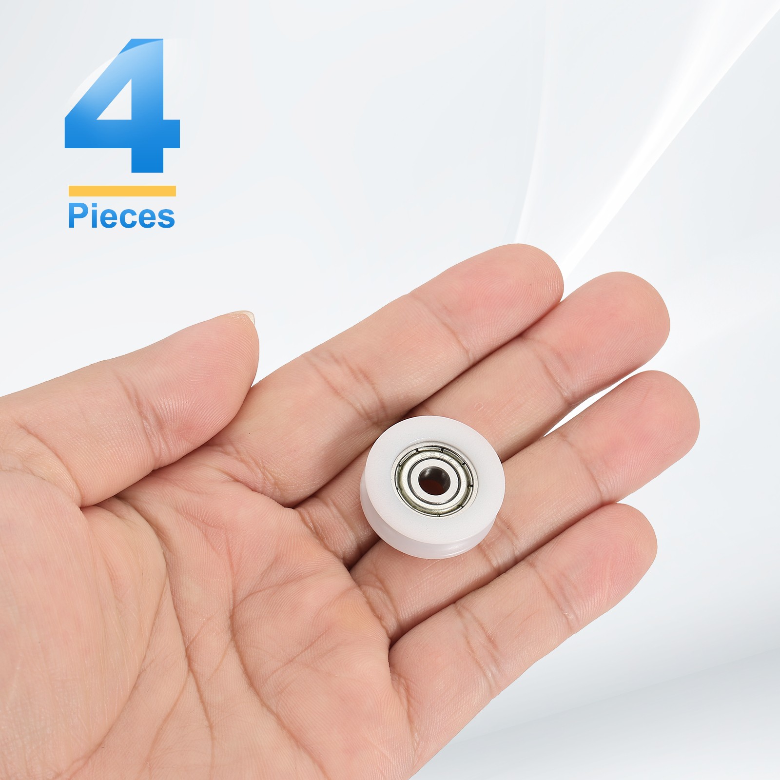 4 Pcs White Groove Nylon Plastic Guide Bearing 5×23.5x7mm Pulley Roller