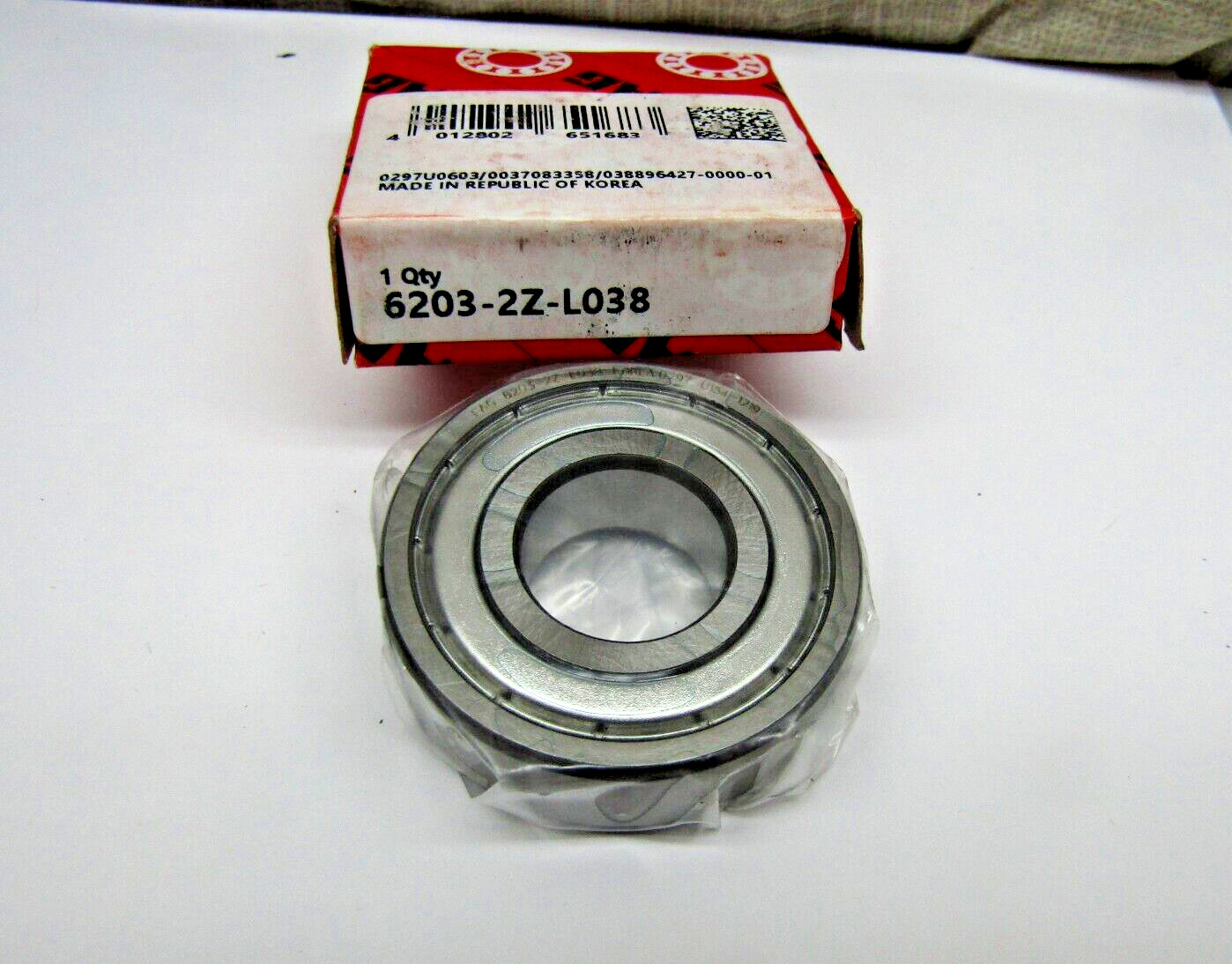 FAG 6203-2Z L038 17mm X 40mm X 12 mm Metal Shielded Bearing