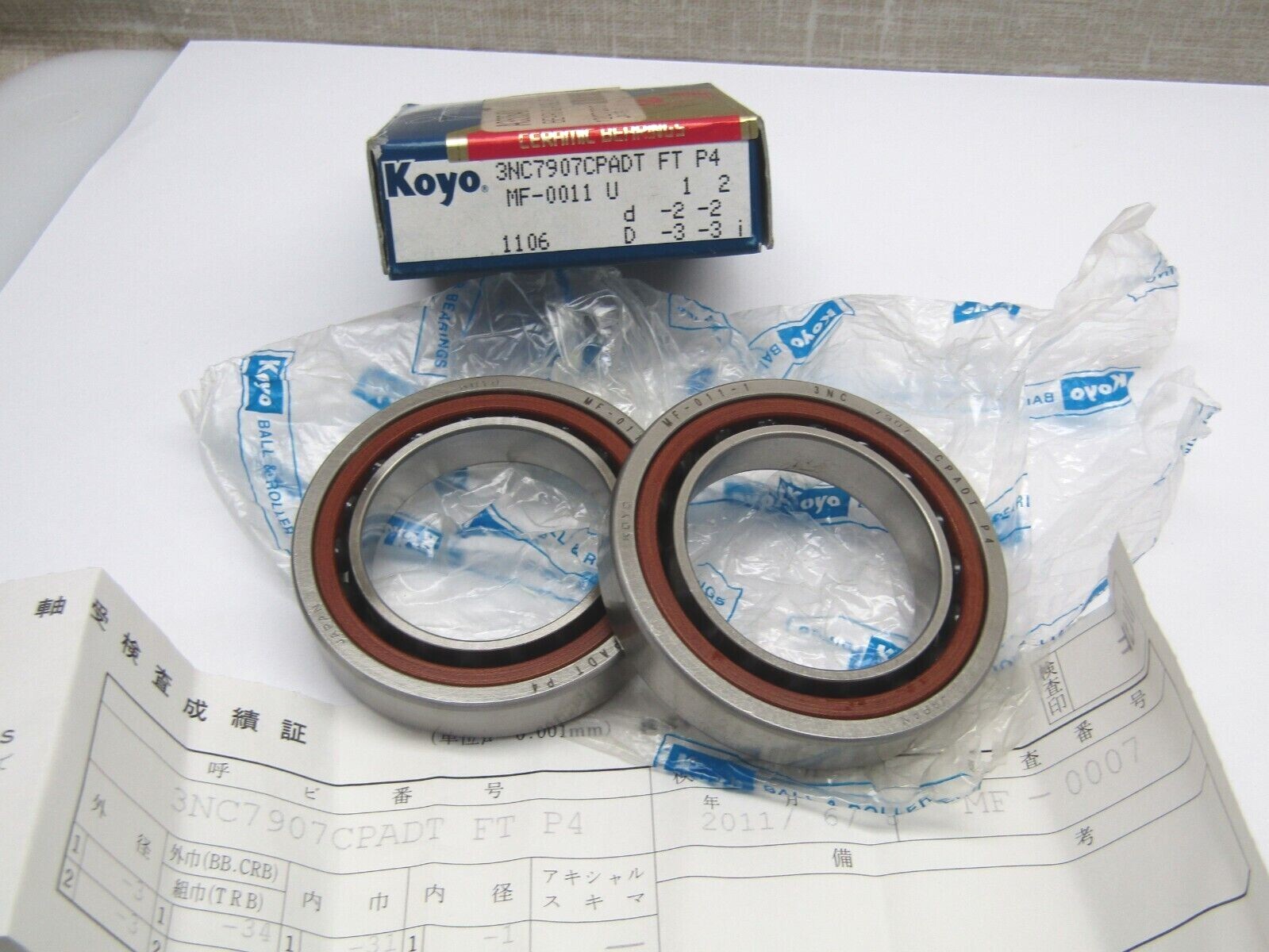 Koyo 3NC7907CPADT FT P4 35mmX55mmX10mm Hybrid Ceramic Precision Bearing Set SN24