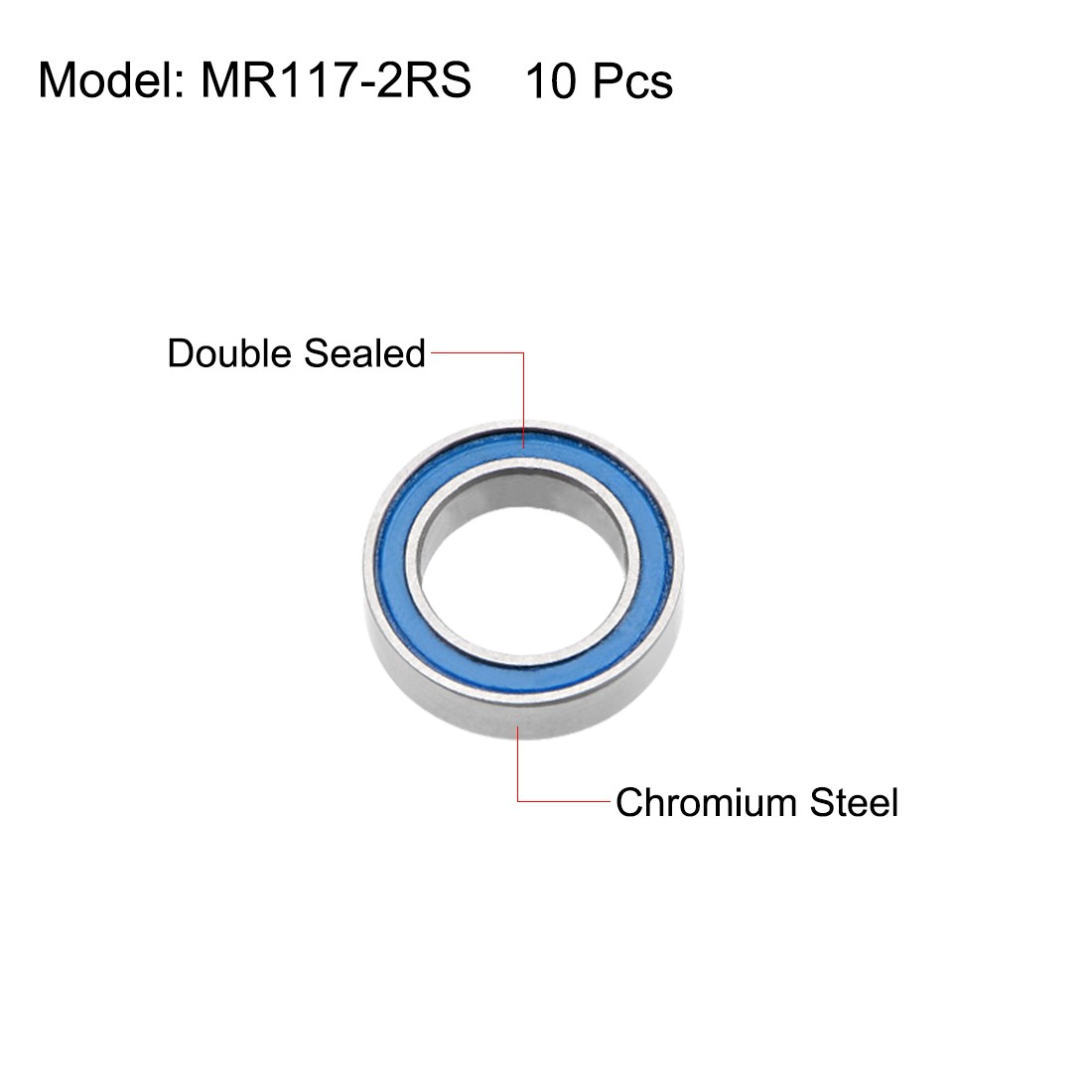 MR117-2RS Ball Bearings 7mmx11mmx3mm Double Sealed Chrome Steel Z2 ABEC1 10pcs