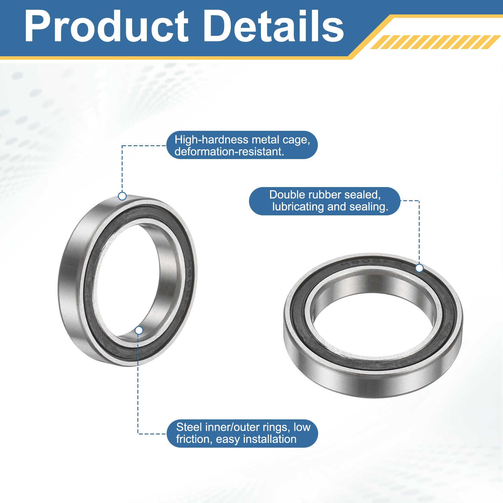10Pcs 6805-RS Deep Groove Bearing, 25x37x7mm Rubber Double Sealed Bearing
