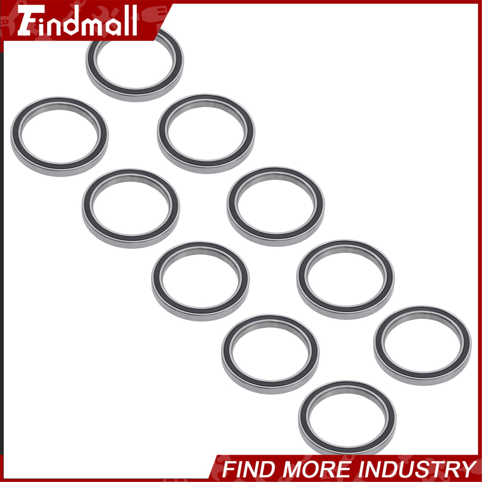 Findmall 10pcs 6810-2RS Ball Bearings 50x65x7mm Double Sealed Pre-Lubricated