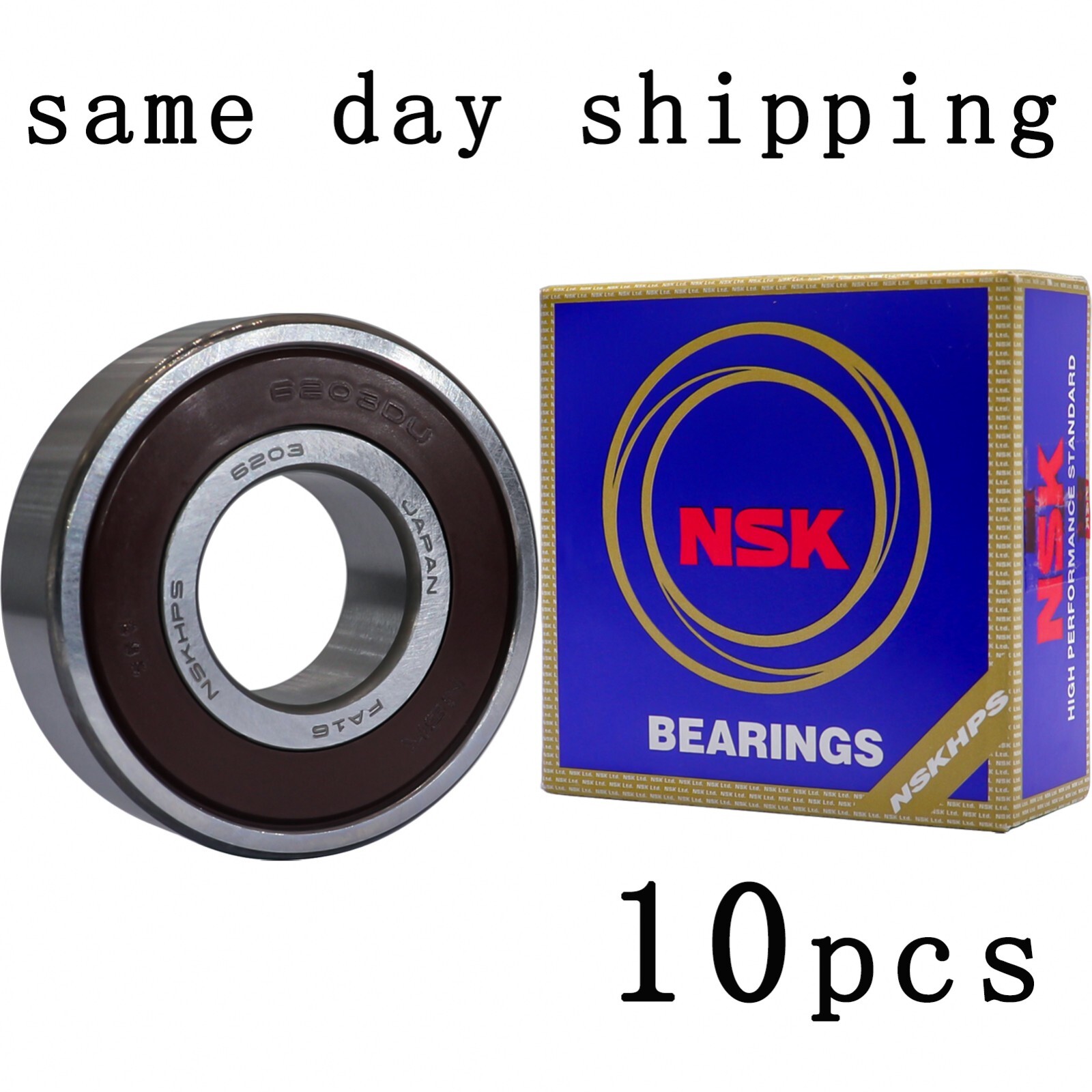 (Qty.10) NSK 6203DDU 6203-2RS RUBBER SEALED Bearings17X40X12 mm Made In Japan