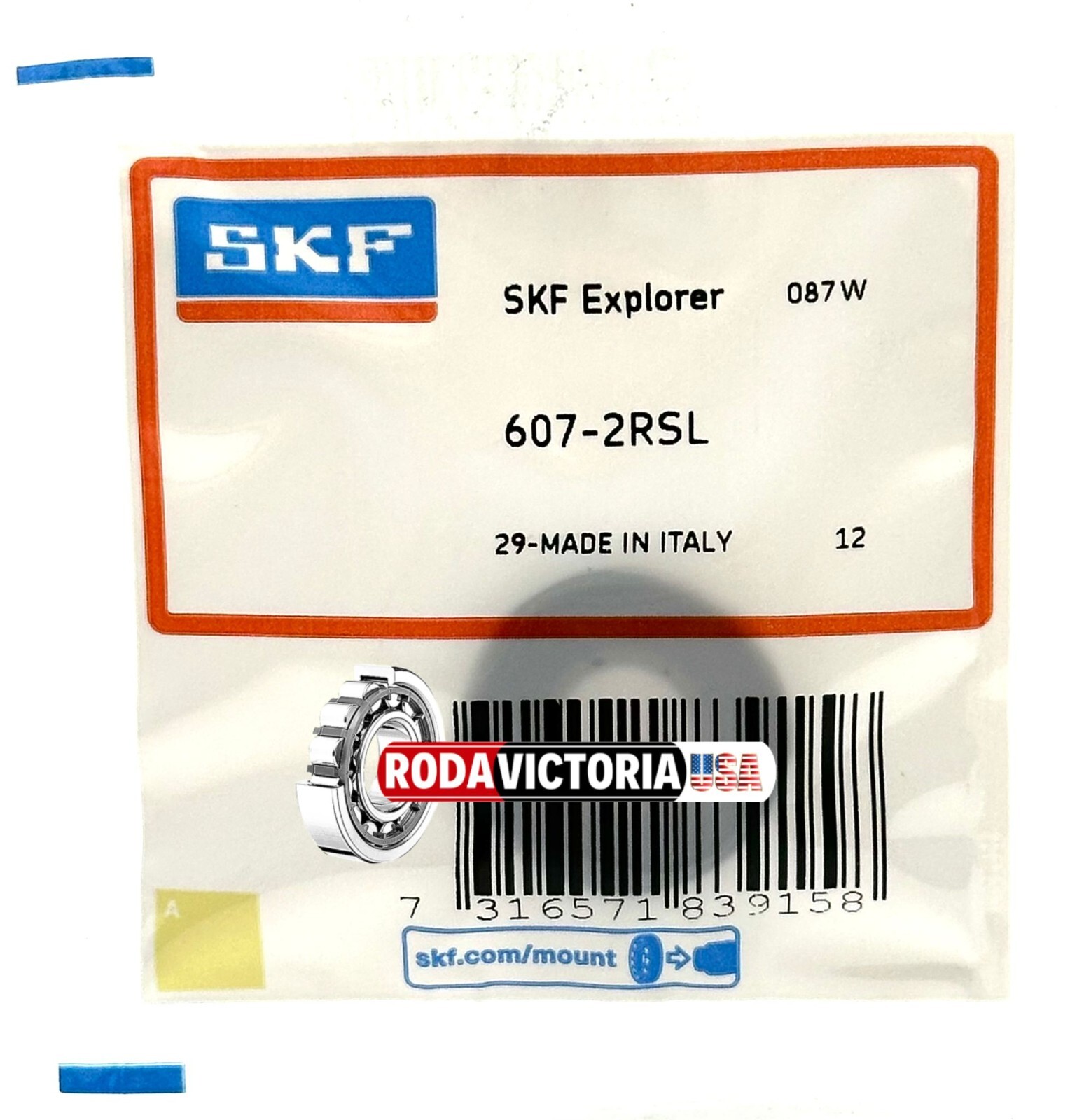 SKF 607 2RSL DEEP GROOVE BALL BEARING, RUBBER SEALED 7x19x6mm 607 2RS