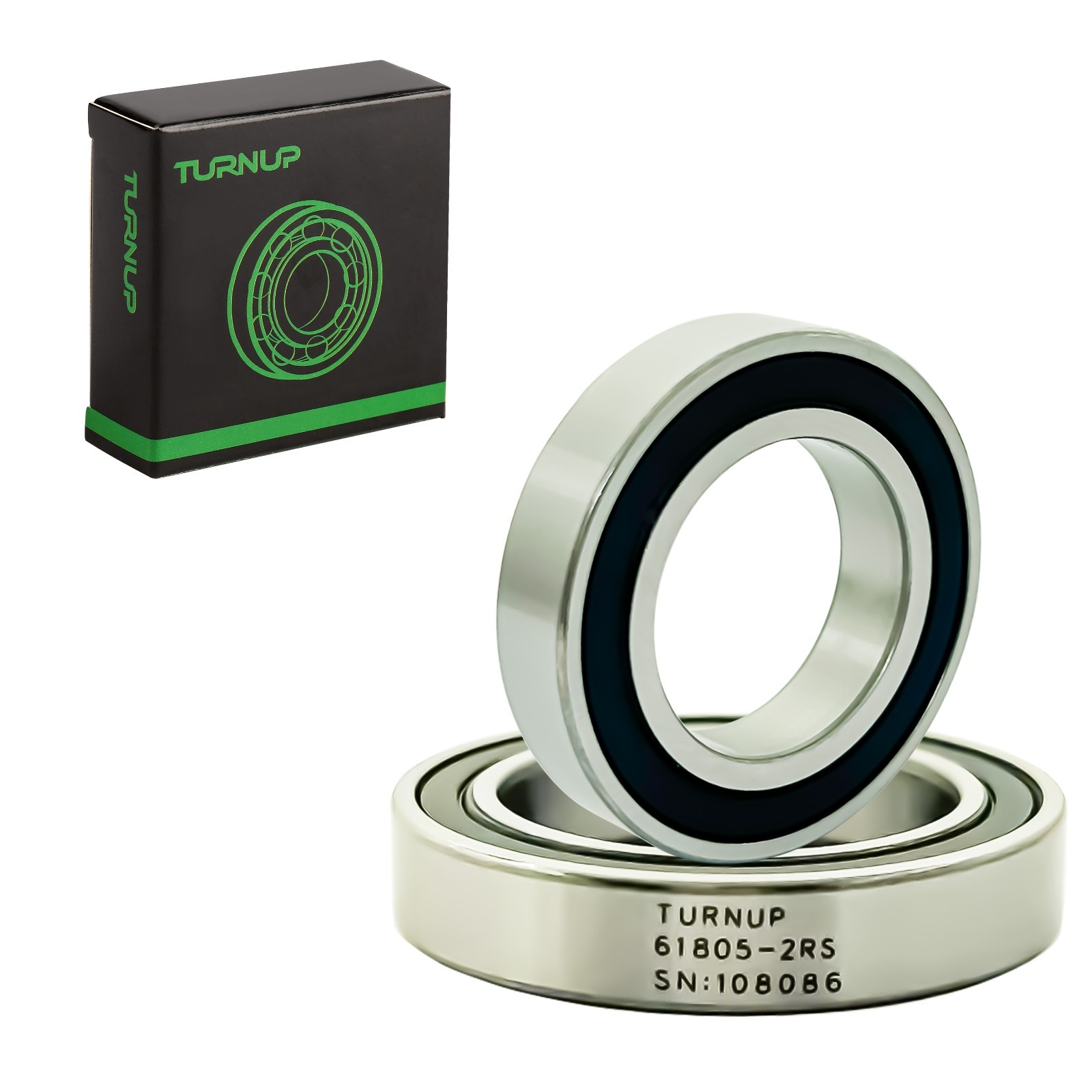 2 Pack TURNUP 61805-2RS 25x37x7mm Double Rubber Sealed Deep Groove Ball Bearings
