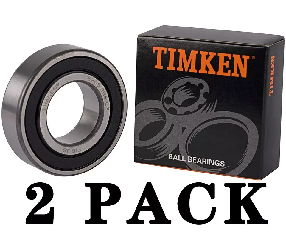 2 PACK TIMKEN 6205-2RS C3 25X52X15MM Double Rubber Seal Bearings 6205RS