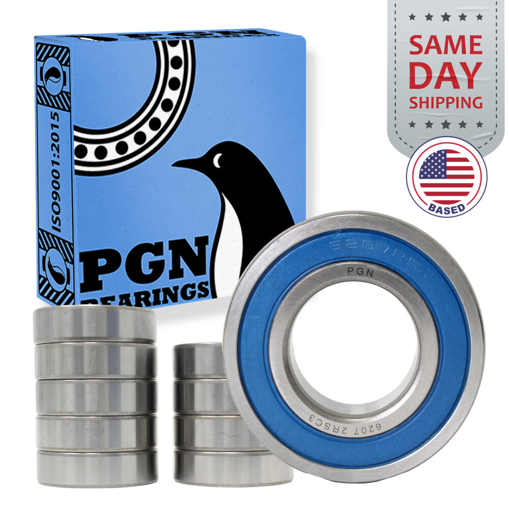 (10) 6207-2RS Premium Rubber Seal Ball Bearing C3 EMQ, 35x72x17, 6207 2RS 6207rs