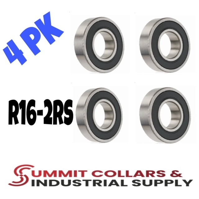 R16-2RS C3 EMQ Premium Rubber Sealed Ball Bearing, 1″x2″x1/2″, R16rs (4 QTY)