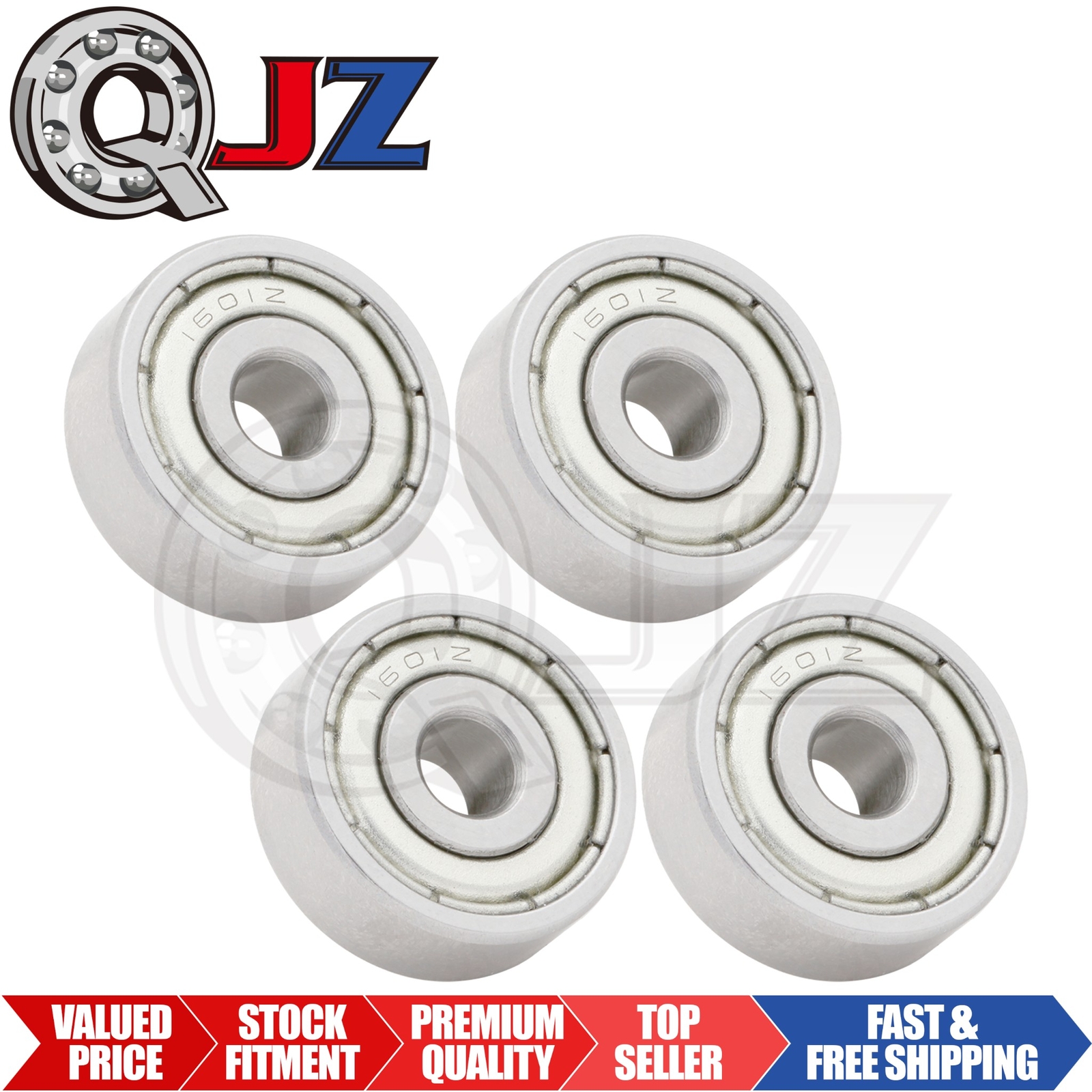 [Qty.4] 1601-ZZ Radial/Deep Groove Ball Bearing [3/16″ ID x 11/16″ OD x 1/4″ W]