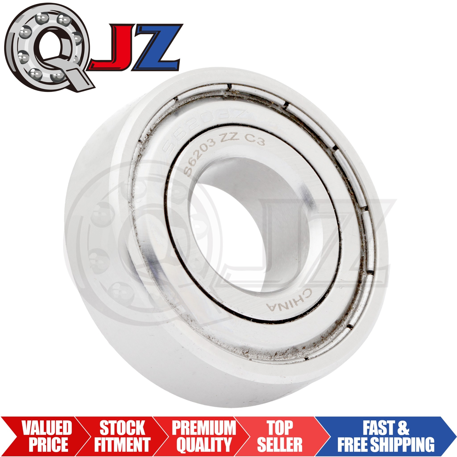 [Qty.1] S6203-ZZ Stainless Deep Groove Ball Bearing [17mm ID x 40mm OD x 12mm W]