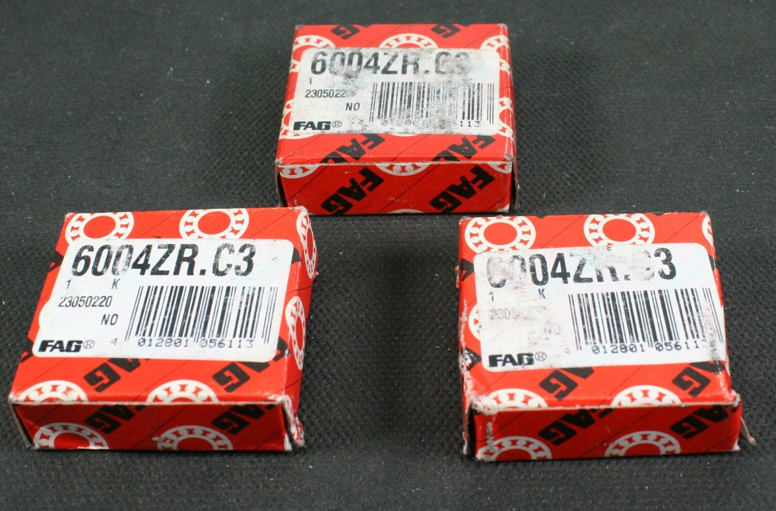 Three (3) FAG 6004 ZR C3 Deep Groove Bearings 20MM ID ONE SHIELD NEW