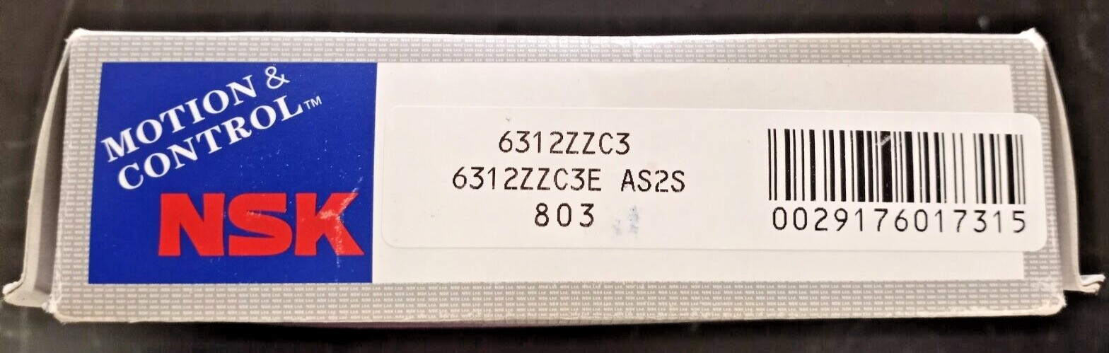 NSK 6312ZZC3 Ball Bearing  60x130x31 mm 6312ZZ C3