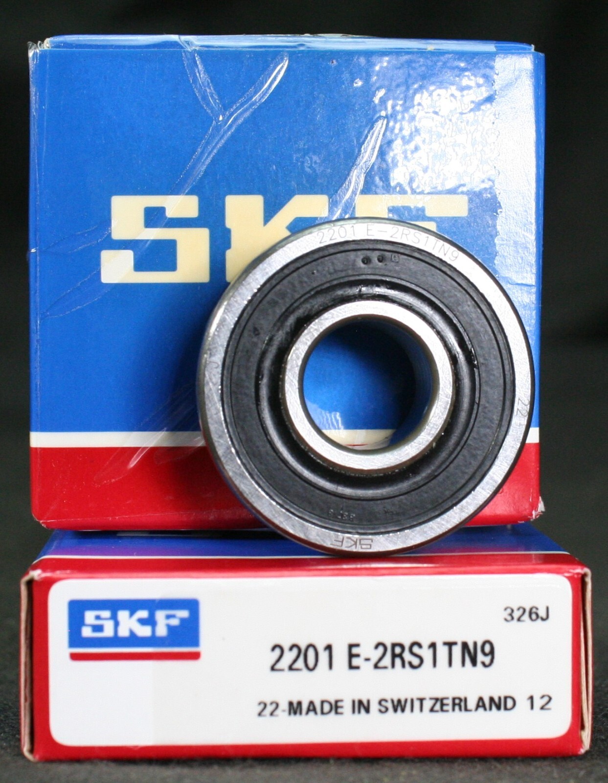 Two (2) SKF 2201 E-2RS1TN9 Self Aligning Bearing 12MM ID Swiss NEW