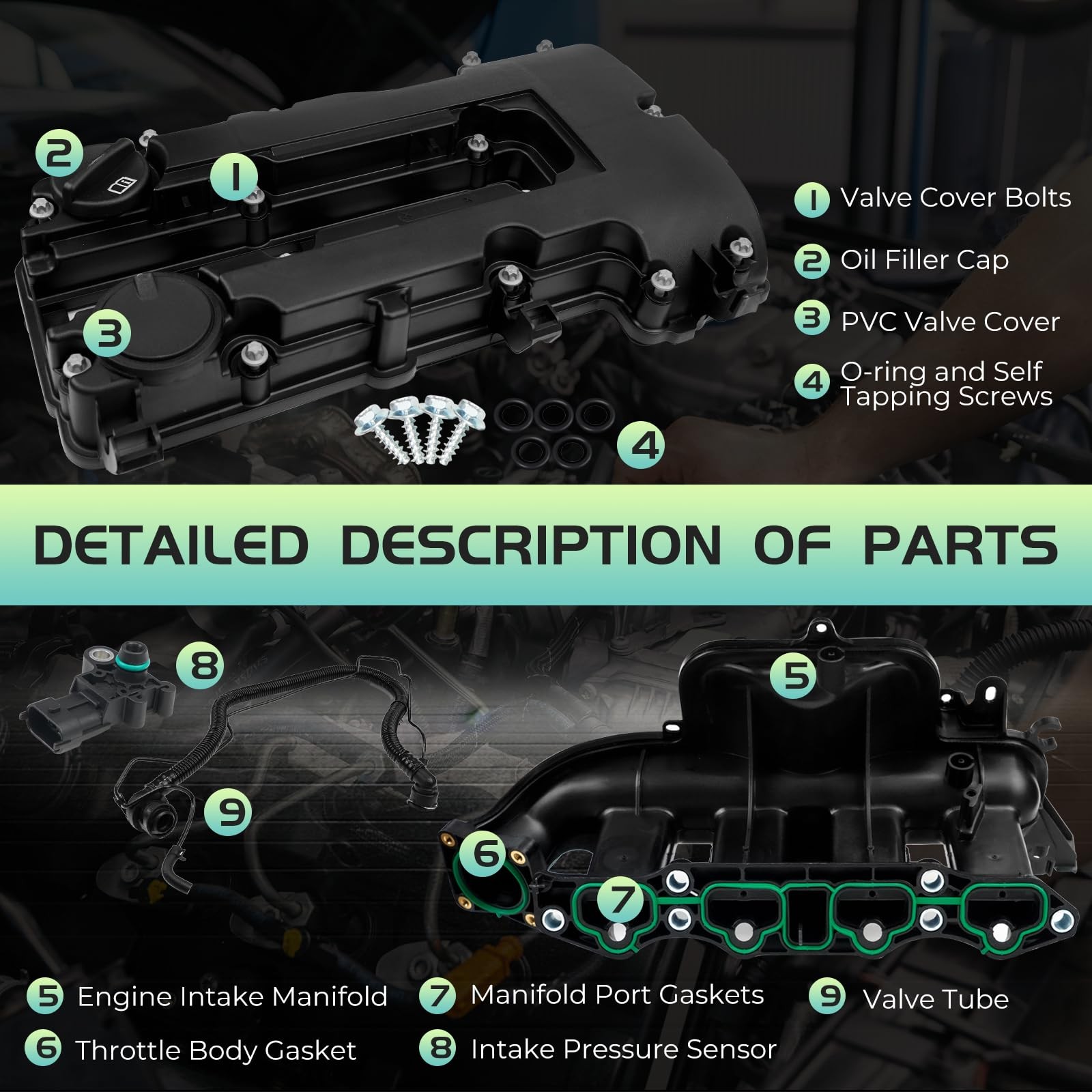 Intake Manifold Valve Cover Kit for Chevy Cruze Sonic Buick Encore 1.4L