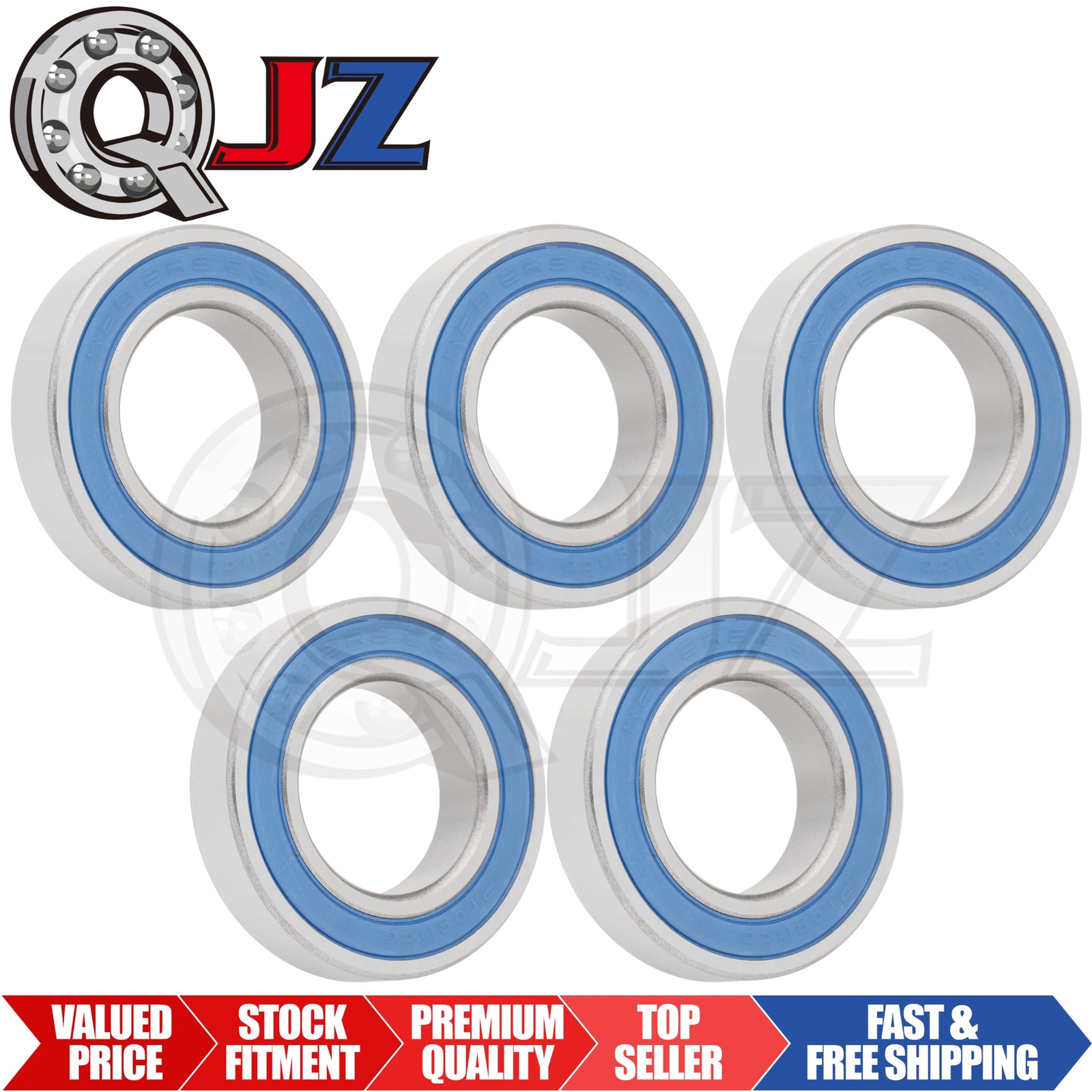 [Qty.5] New R20-2RS-PG Deep Groove Ball Bearing [1.25″ Bore x 2.25″ OD x 0.5″ W]